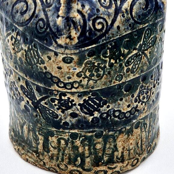 Artisan Studio Pottery Soap Lotion Pump Dispenser Textured Stoneware New - Picture 3 of 7